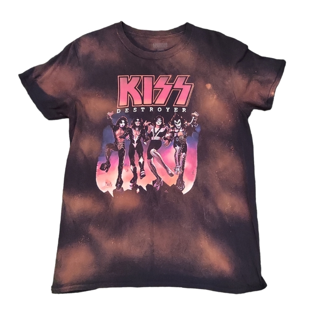🌴FINAL SALE KISS Destroyer Custom Acid Washed Tee Large